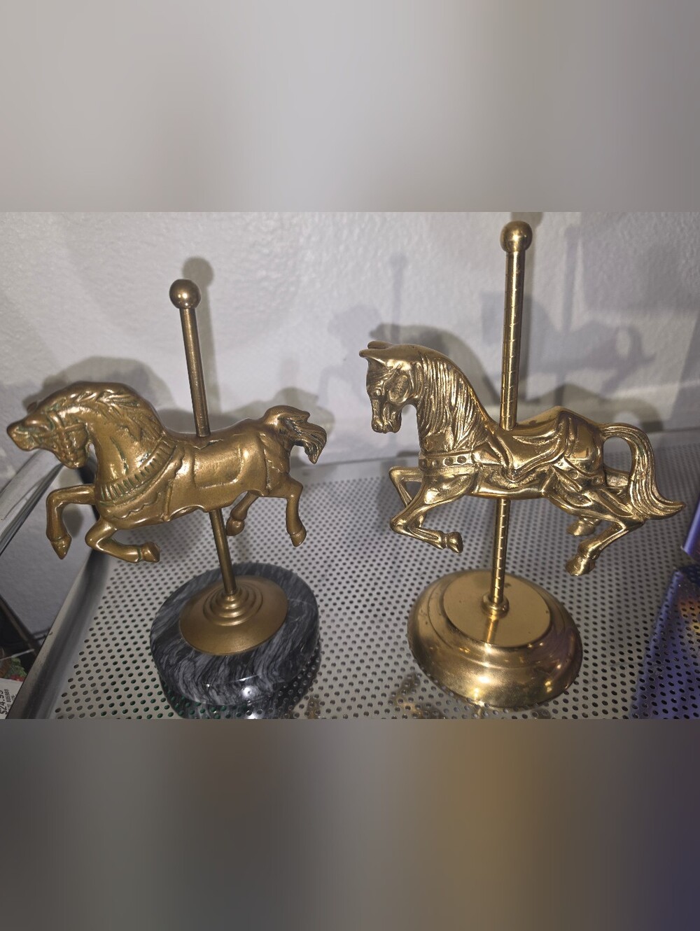 Brass Vintage Carousel Horse Figurines - Gold Decorative Set
